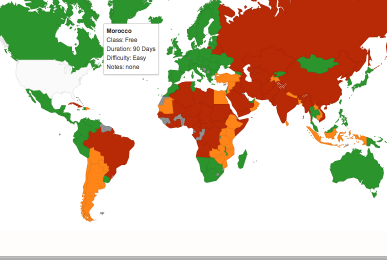Visa Costs & Requirements World Map