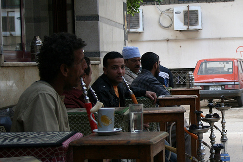 two guys enjoying hookah in cairo