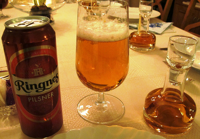 ringness beer on a norwegian dinner table