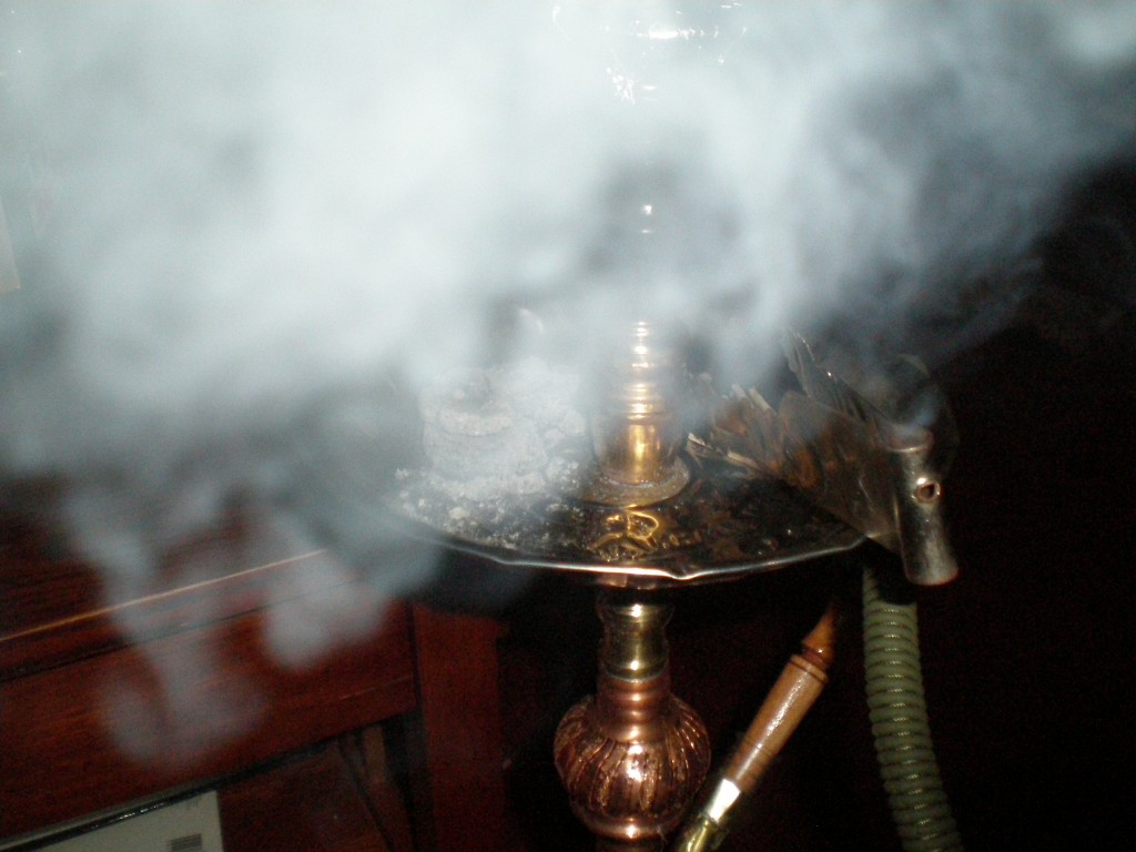 smoking a hookah