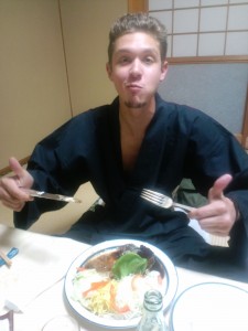 kobe-beef samurai eating kobe beef