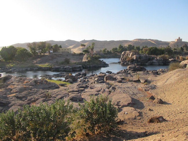 a view of the Nile from Elephantine island in Aswan Egypt