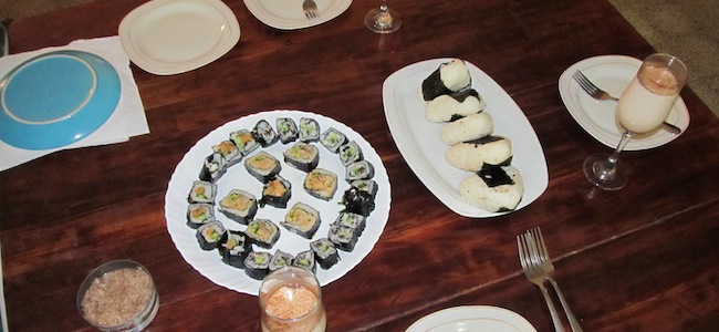 Home made sushi and rice balls in Sudan