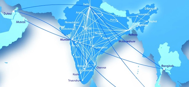 route map of Indias low cost budget airline Indigo Air