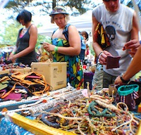 hipsters selling jewelry and clothes on the street