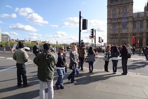 people walking near the parliament in london