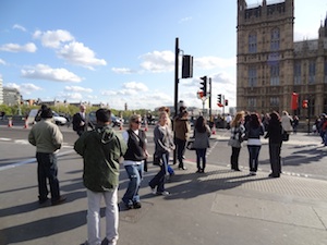 people walking near the parliament in london