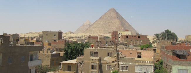 a great view of the pyramids form a local balcony