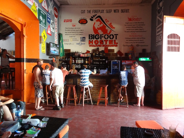 the bar at bigfoot hostel volcano boarding