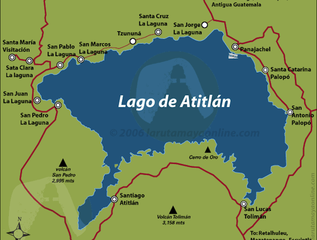 Map of Lake Atitlan, Guatemala