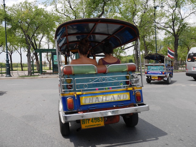 Thailand's Tuk Tuks are like couches with wheels. No better way to explore Bangkok.