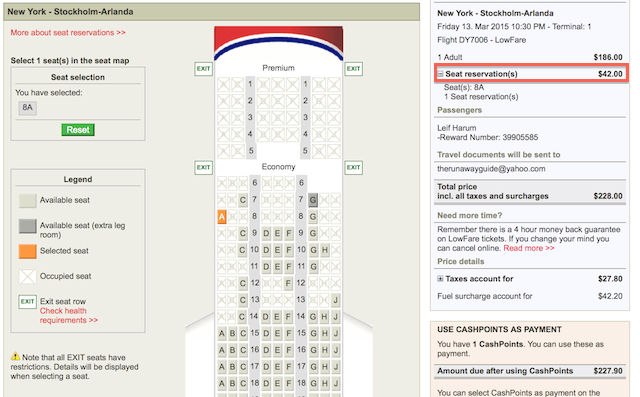 42$ for a seat reservation!